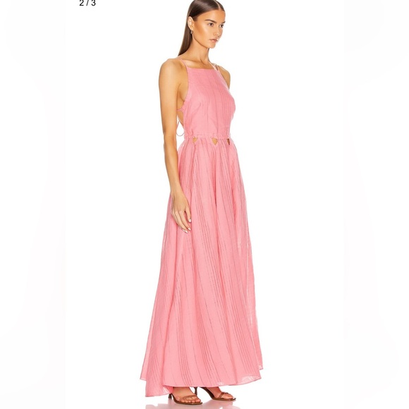Cult Gaia pink linen maxi Bella dress - Picture 3 of 8
